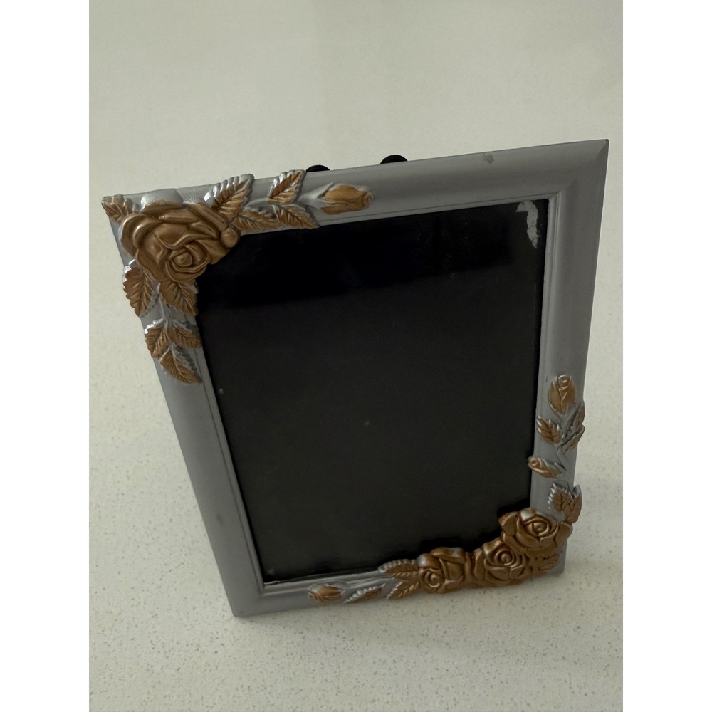 Vtg Weston Gallery Silver and Gold Rose Floral Cast Metal 3.5x5 Picture Frame